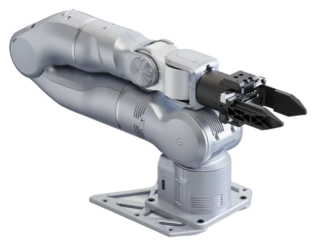 Unitree D2 con el codo plegado sobre su base