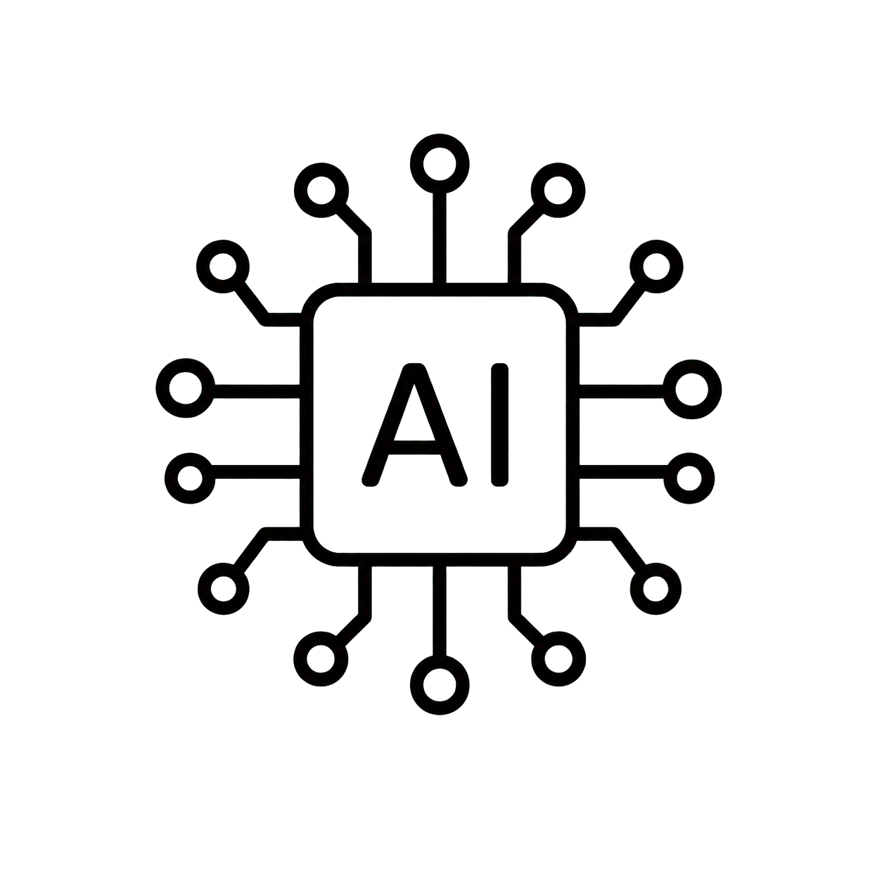 Ícono lineal de un procesador de inteligencia artificial
